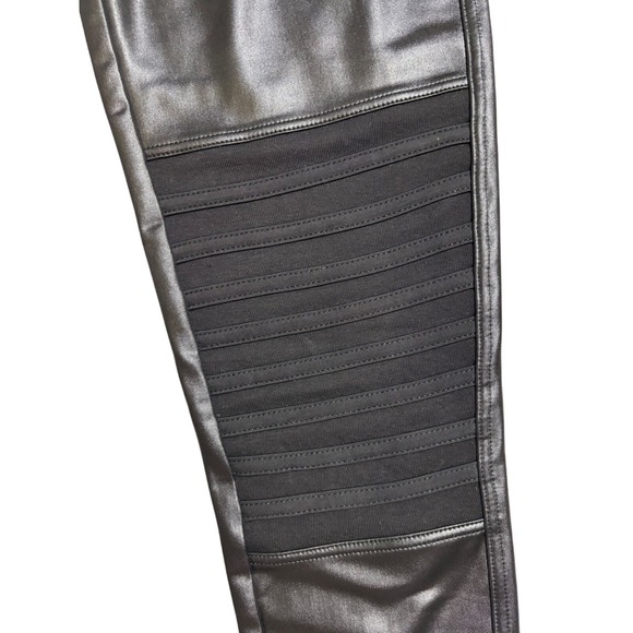 YELETE Womens‎ Black Faux Leather Moto Jogger Pants Size S/M - Picture 9 of 10